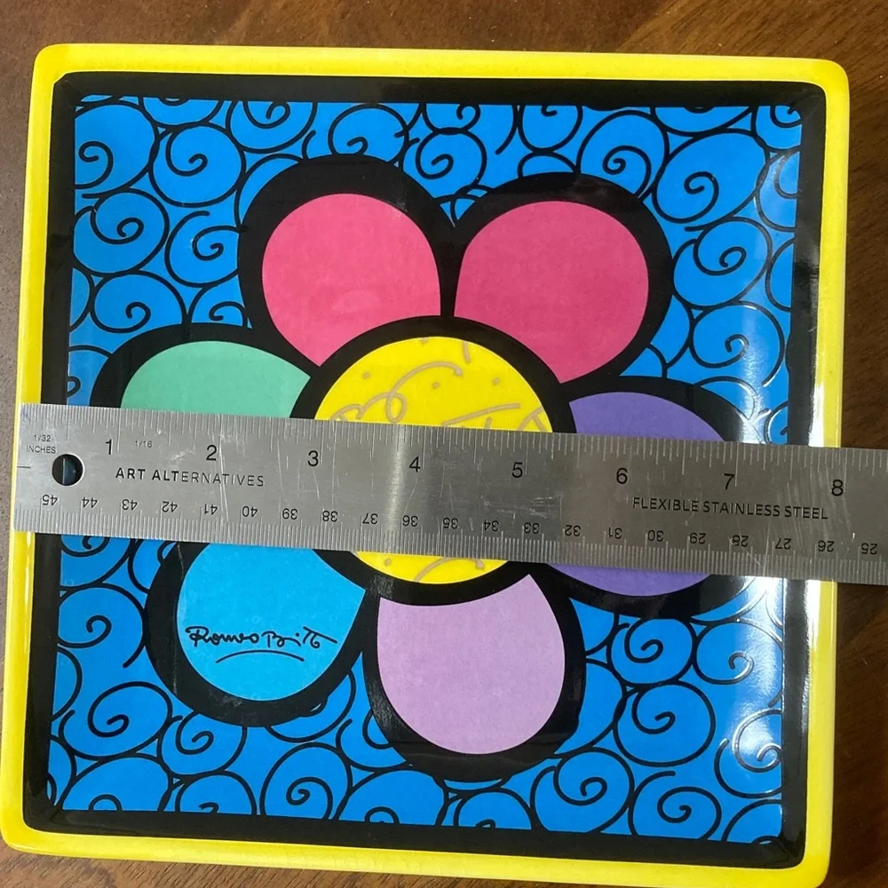 Romero Britto "Flower Power" ceramic plate. VINTAGE - Picture 4 of 5